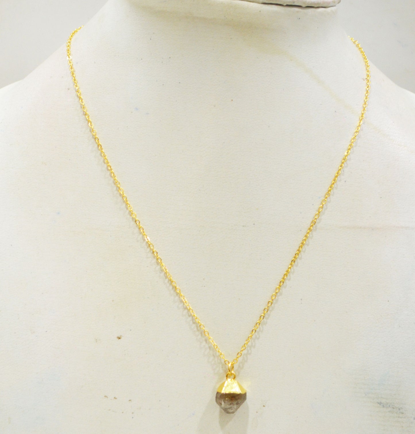 Copper Rutile Rough Nugget Shape Pendant With Adjustable Chain And Lobster Lock Necklace , 11 mm , RB-7338