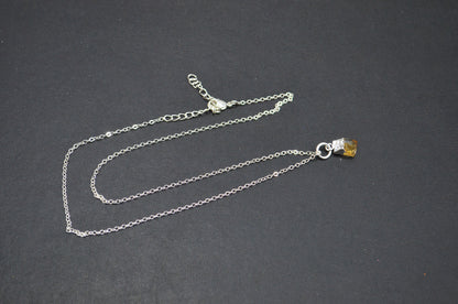 Citrine Rough Nugget Shape Pendant With Adjustable Chain And Lobster Lock Necklace , 8 - 10 mm , RB-7341