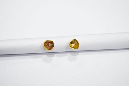 Raw Citrine Electroplated Stud Earrings , Citrine Gold Electroplated Earrings , Raw Gemstone Earrings , Women Earrings , 10 mm , RB-7348