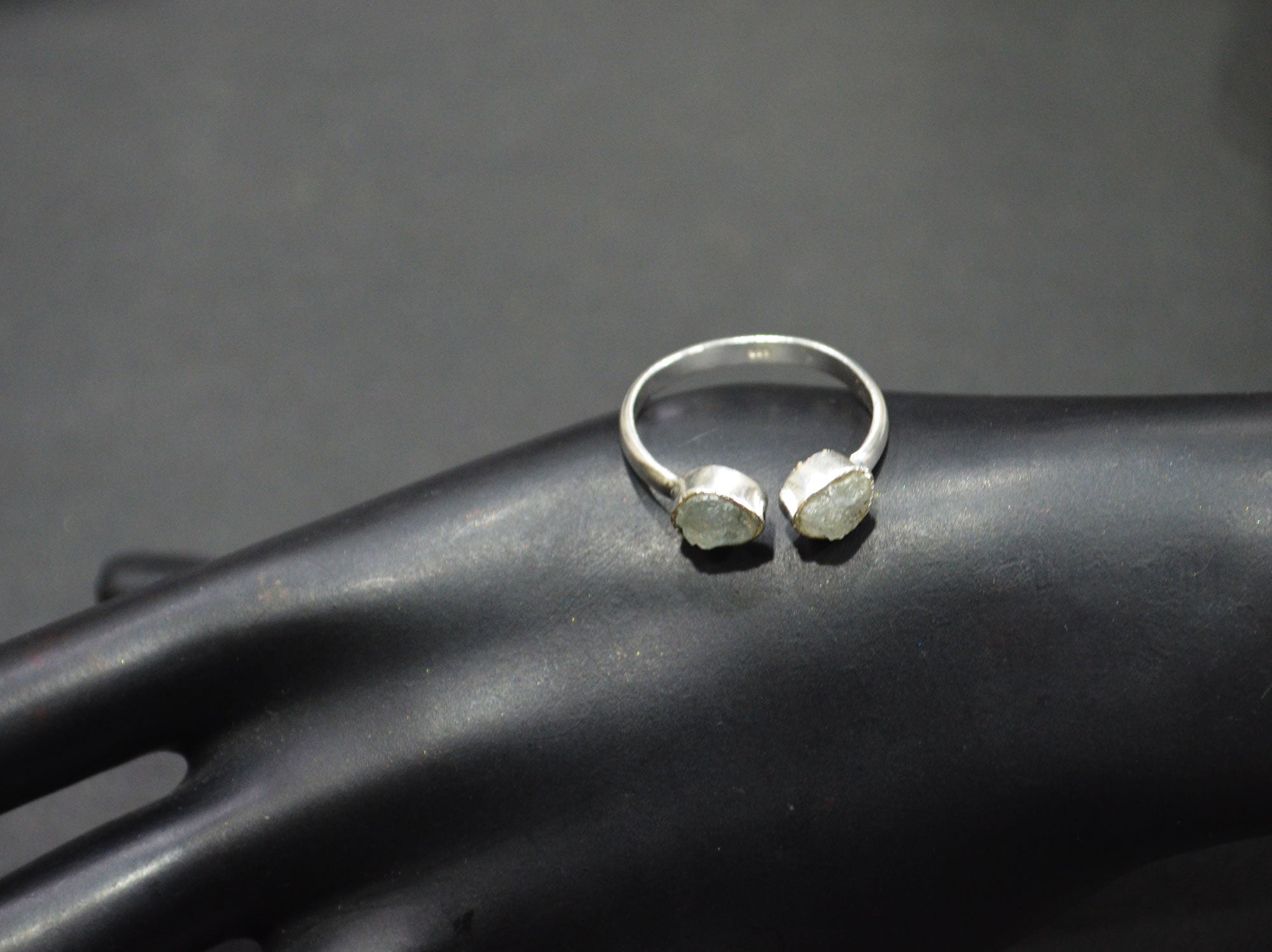 Milky Aquamarine Fancy Shape Ring , Milky Aquamarine Rough Stone Ring , March Birthstone Ring , Upper Adjustable Ring , RB-7353