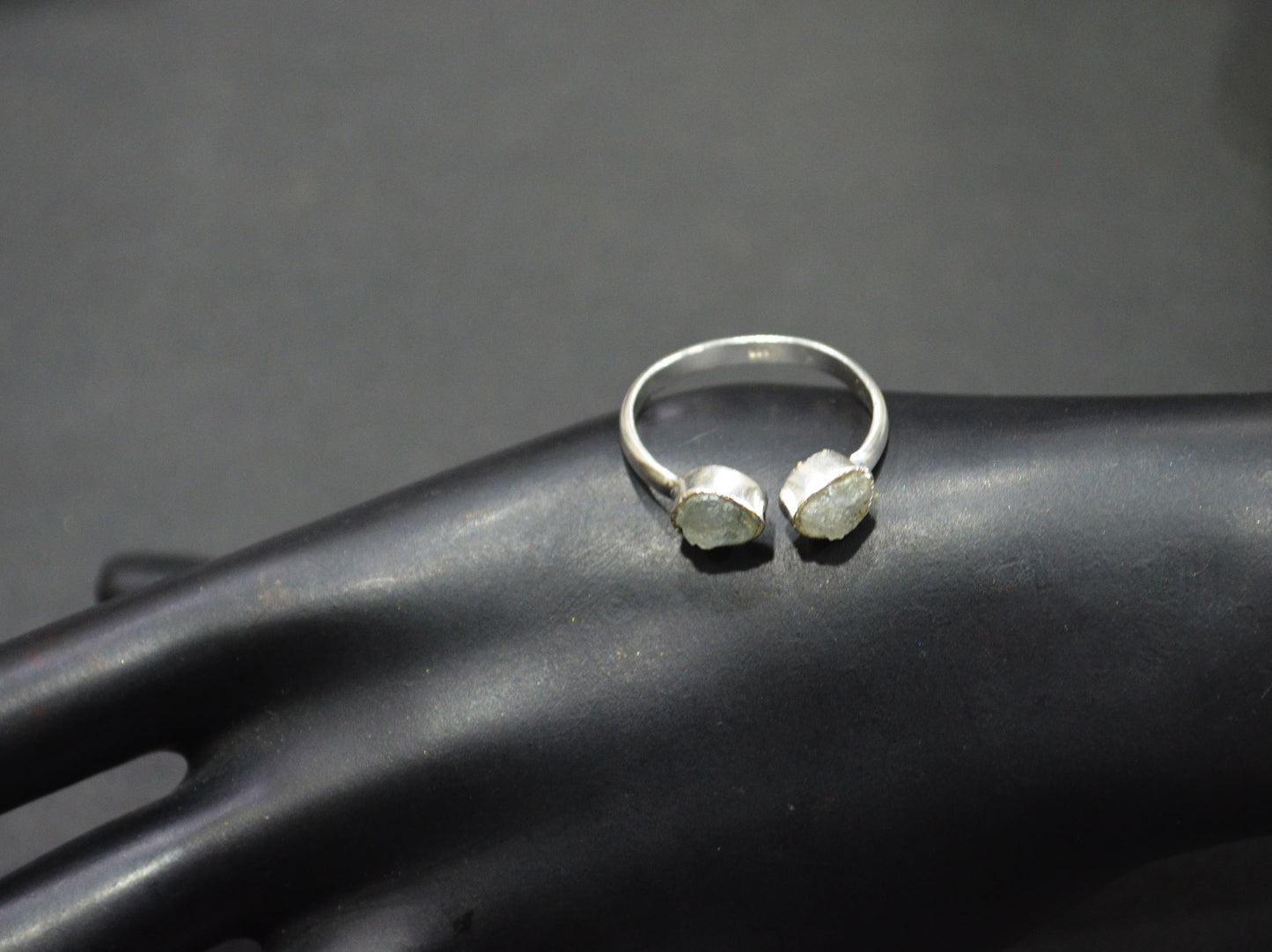 Milky Aquamarine Fancy Shape Ring , Milky Aquamarine Rough Stone Ring , March Birthstone Ring , Upper Adjustable Ring , RB-7353