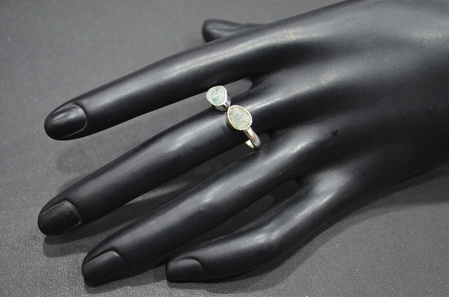 Milky Aquamarine Fancy Shape Ring , Milky Aquamarine Rough Stone Ring , March Birthstone Ring , Upper Adjustable Ring , RB-7353
