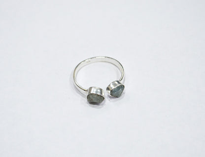 Milky Aquamarine Fancy Shape Ring , Milky Aquamarine Rough Stone Ring , March Birthstone Ring , Upper Adjustable Ring , RB-7353