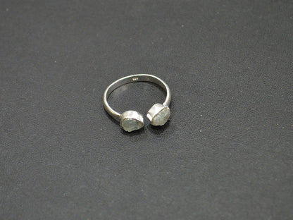 Milky Aquamarine Fancy Shape Ring , Milky Aquamarine Rough Stone Ring , March Birthstone Ring , Upper Adjustable Ring , RB-7353
