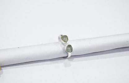 Milky Aquamarine Fancy Shape Ring , Milky Aquamarine Rough Stone Ring , March Birthstone Ring , Upper Adjustable Ring , RB-7353