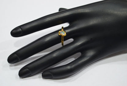 Raw Ethiopian Opal Ring , Ethiopian Opal Smooth Ring , October Birthstone Ring , Statement Ring , Ready Component  , RB-7358
