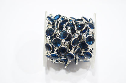 Sapphire Quartz Faceted Coin Shape Connector Chain , 10 - 11 mm , RB-7362