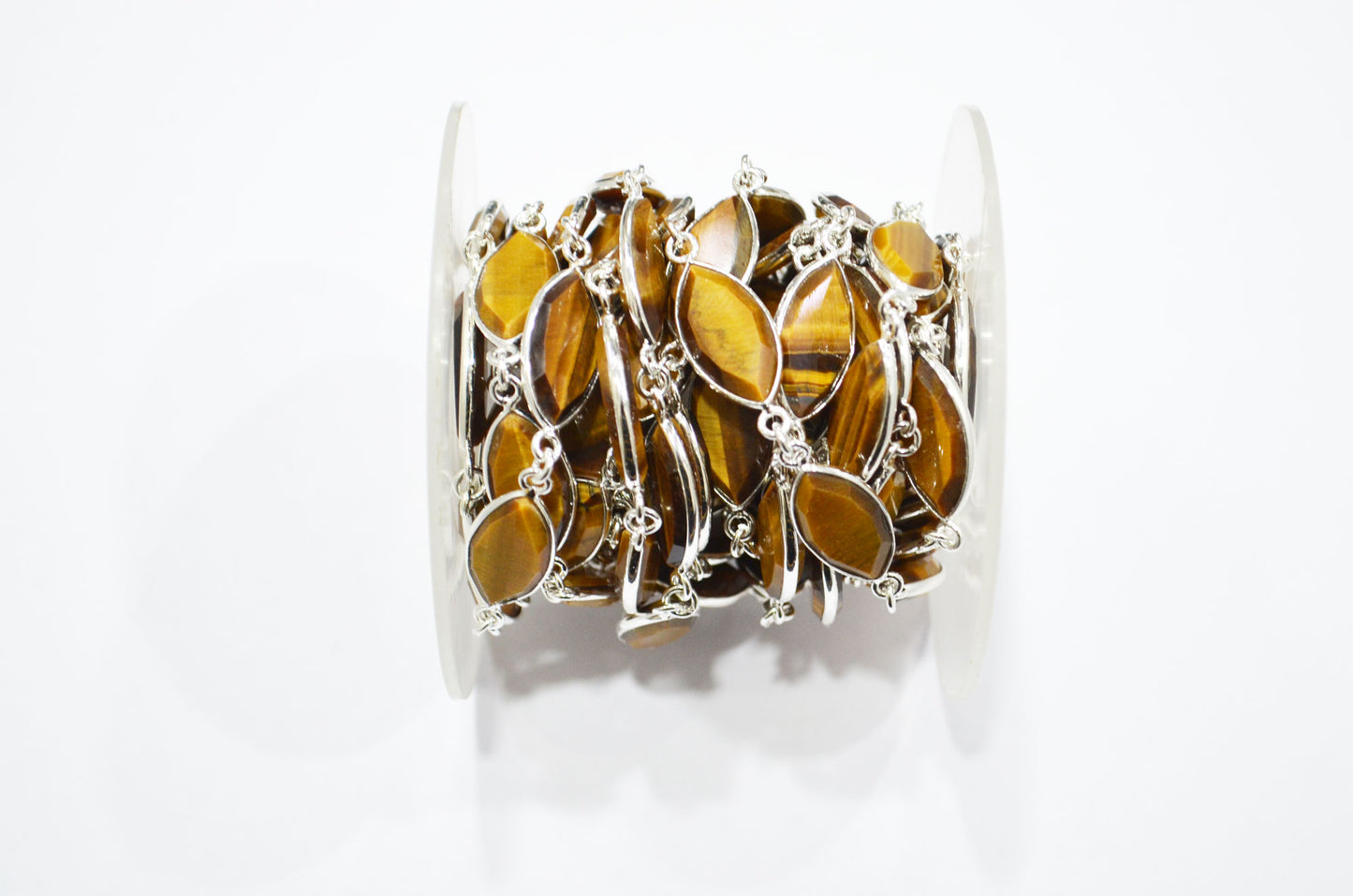 Tiger Eye Faceted Marquise Shape Connector Chain , 10x18 mm , RB-7363