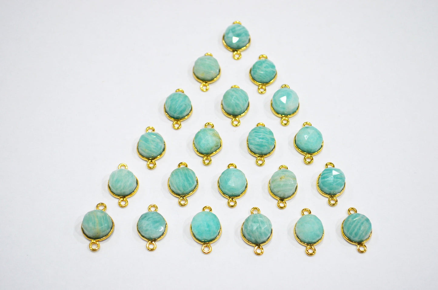 Amazonite Cabochon Rose Cut Round Dom Shape Connector , Sold By Piece , 10 - 11 mm , RB-7369