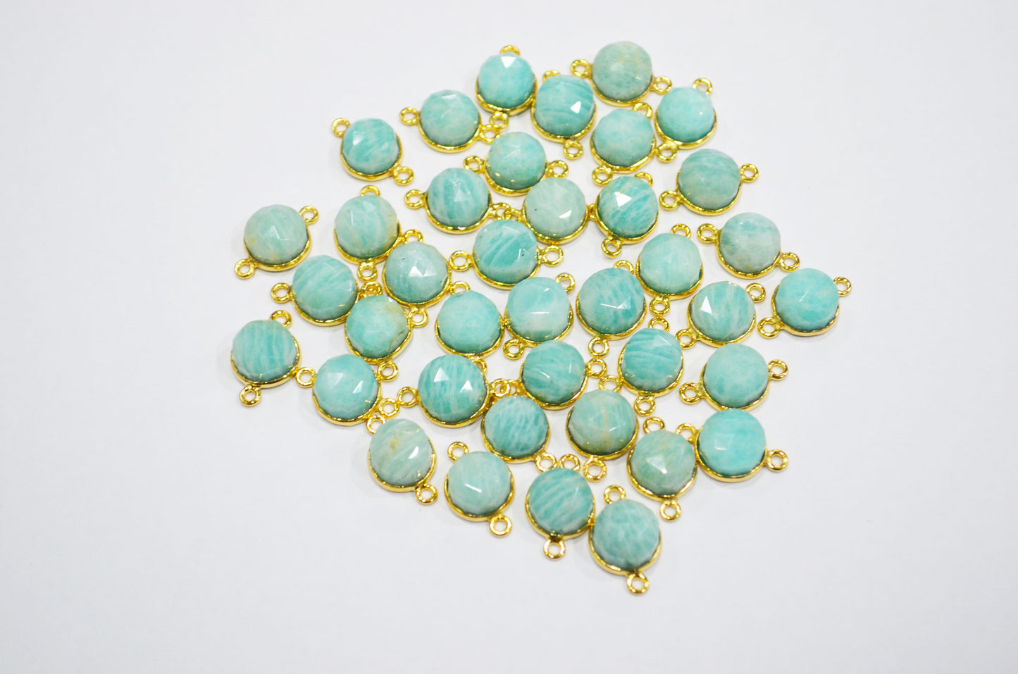 Amazonite Cabochon Rose Cut Round Dom Shape Connector , Sold By Piece , 10 - 11 mm , RB-7369