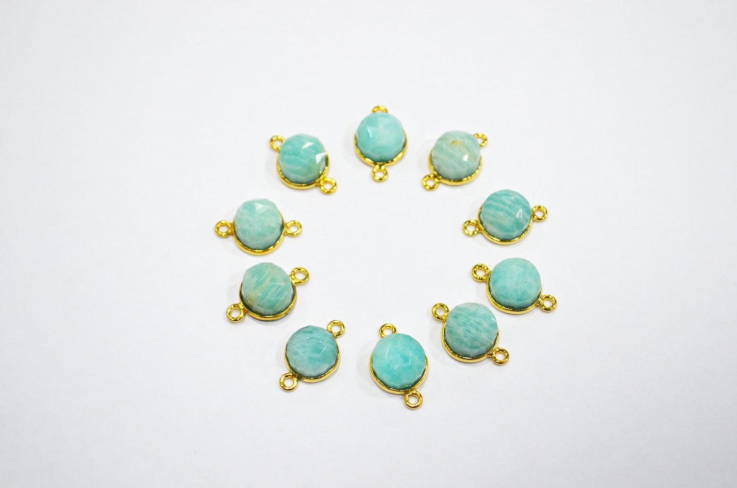 Amazonite Cabochon Rose Cut Round Dom Shape Connector , Sold By Piece , 10 - 11 mm , RB-7369