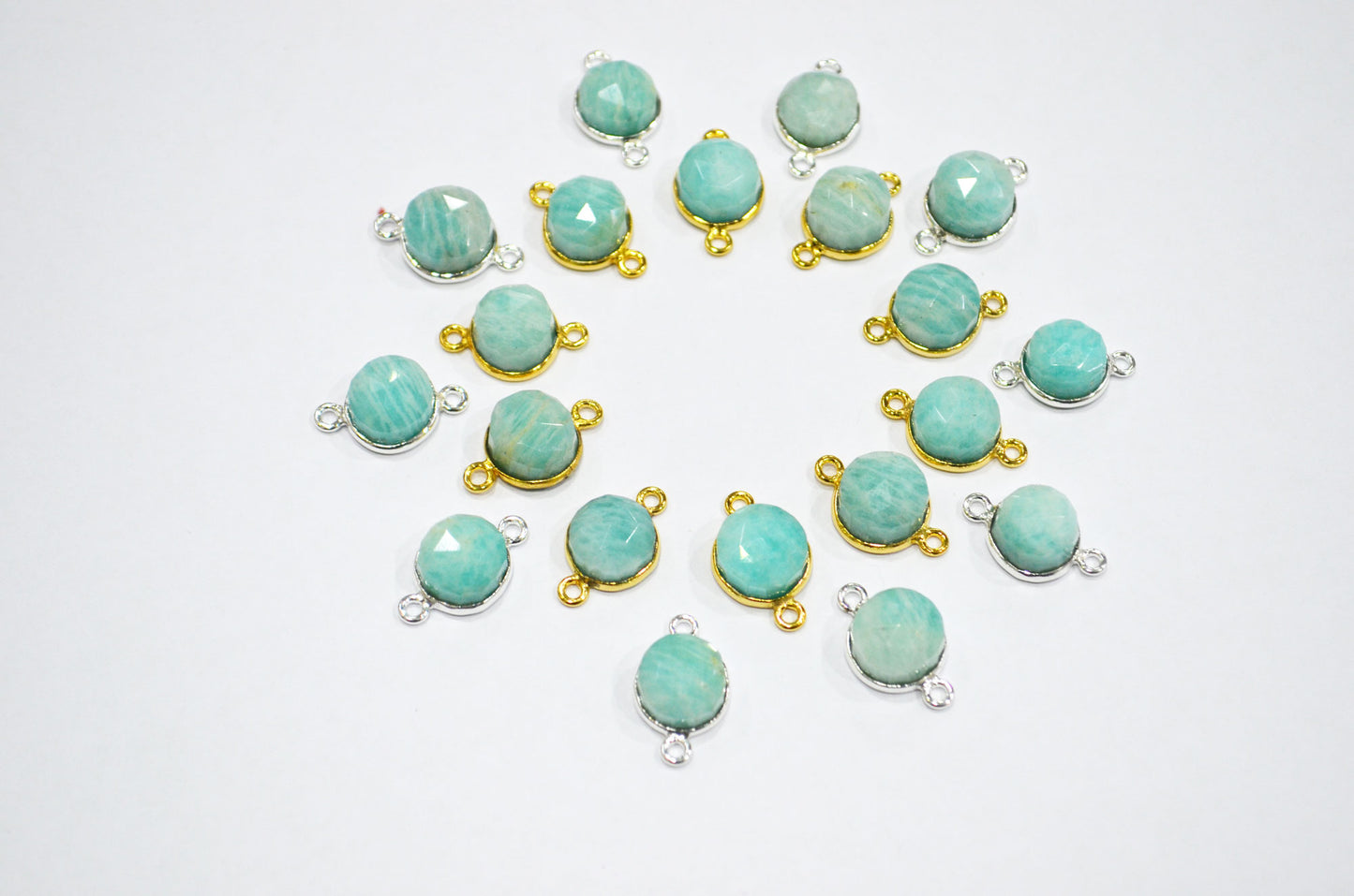 Amazonite Cabochon Rose Cut Round Dom Shape Connector , Sold By Piece , 10 - 11 mm , RB-7369