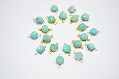 Amazonite Cabochon Rose Cut Round Dom Shape Connector , Sold By Piece , 10 - 11 mm , RB-7369