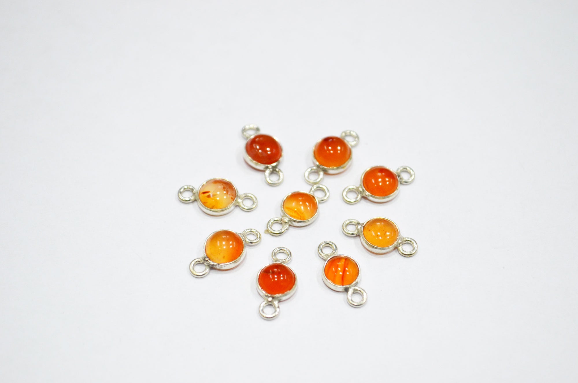 Carnelian Smooth Coin Shape Double Bail Connector , Carnelian Smooth Bezel Connector , Sold By Piece , 5 - 6 mm , RB-7370