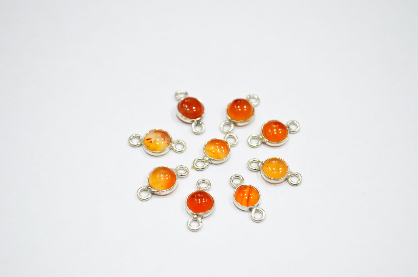 Carnelian Smooth Coin Shape Double Bail Connector , Carnelian Smooth Bezel Connector , Sold By Piece , 5 - 6 mm , RB-7370