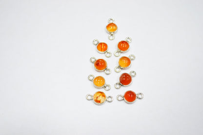 Carnelian Smooth Coin Shape Double Bail Connector , Carnelian Smooth Bezel Connector , Sold By Piece , 5 - 6 mm , RB-7370