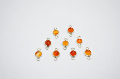 Carnelian Smooth Coin Shape Double Bail Connector , Carnelian Smooth Bezel Connector , Sold By Piece , 5 - 6 mm , RB-7370