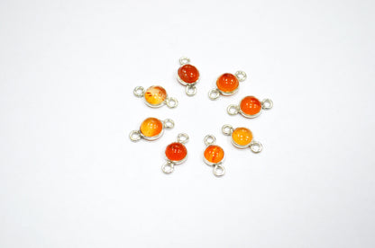Carnelian Smooth Coin Shape Double Bail Connector , Carnelian Smooth Bezel Connector , Sold By Piece , 5 - 6 mm , RB-7370