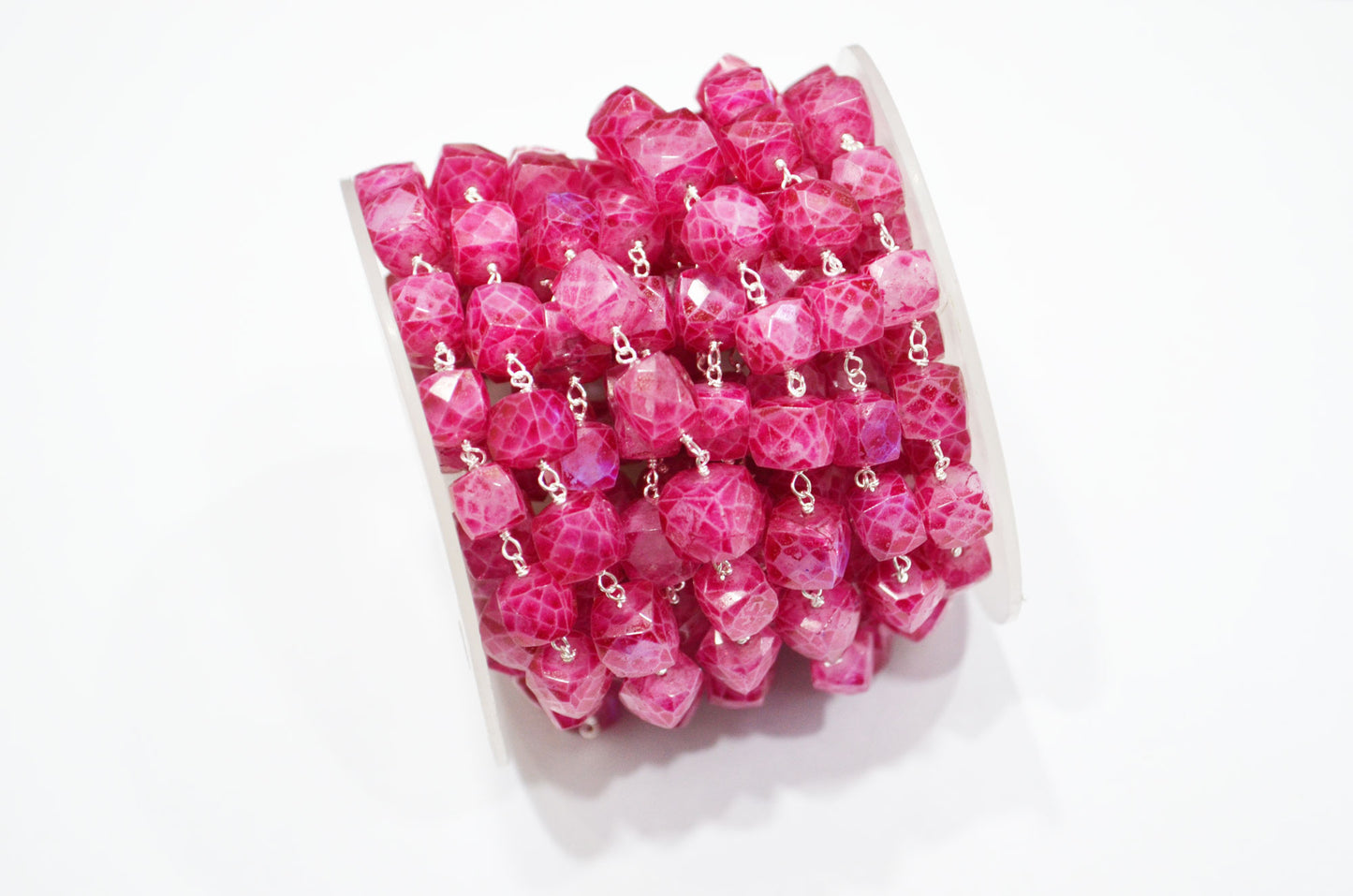 Ruby Rainbow Moonstone Rustic Style Color Coated 3D Box Cube Shape Rosary Beaded Chain , 6 - 8 mm , RB-7373