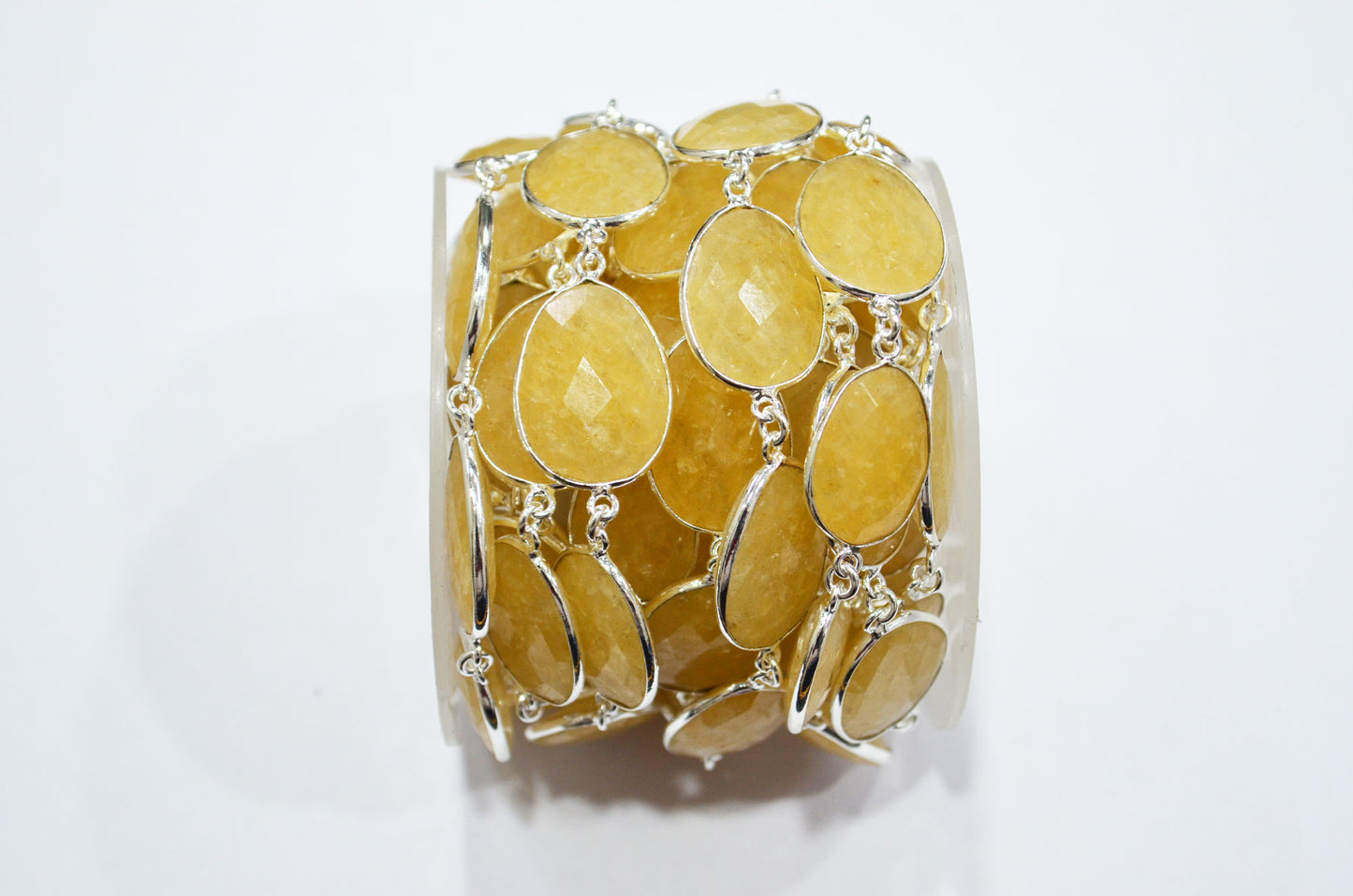 Yellow Aventurine Egg Shape Connector Chain , 15x20 - 17x24 mm , RB-7381