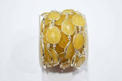 Yellow Aventurine Egg Shape Connector Chain , 15x20 - 17x24 mm , RB-7381