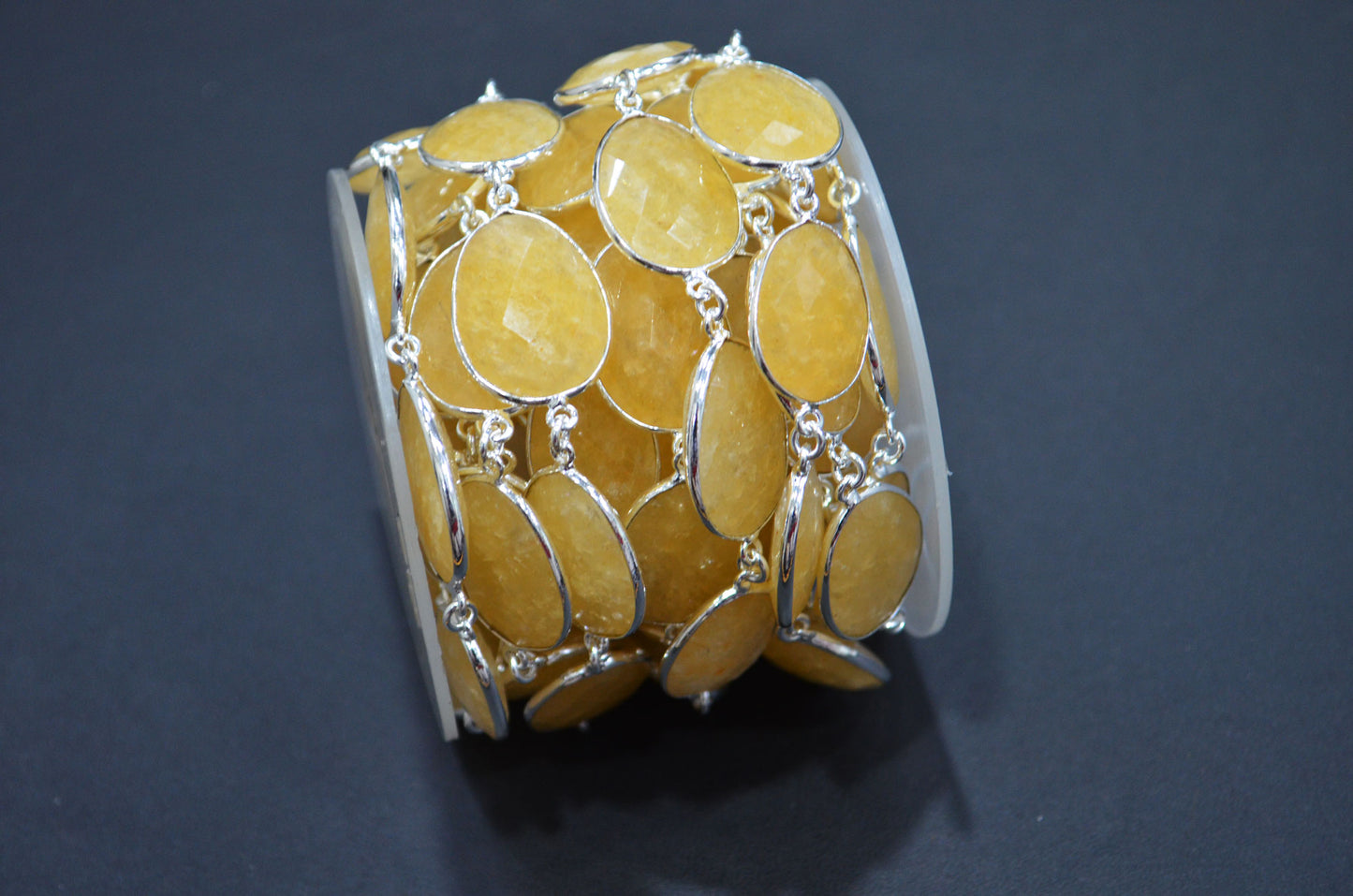 Yellow Aventurine Egg Shape Connector Chain , 15x20 - 17x24 mm , RB-7381