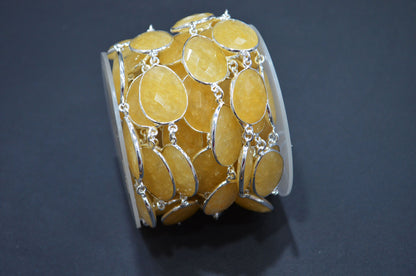 Yellow Aventurine Egg Shape Connector Chain , 15x20 - 17x24 mm , RB-7381