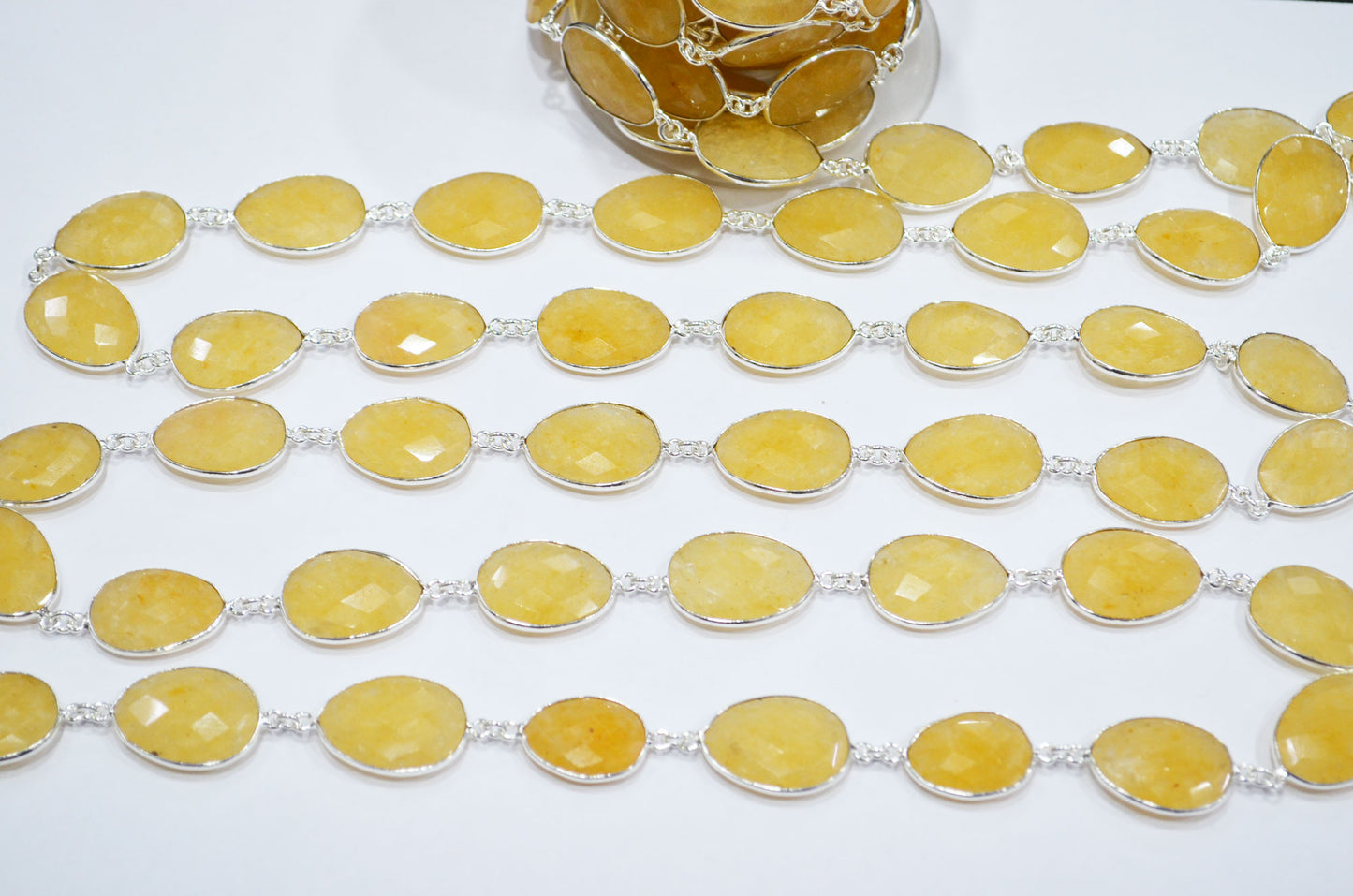 Yellow Aventurine Egg Shape Connector Chain , 15x20 - 17x24 mm , RB-7381