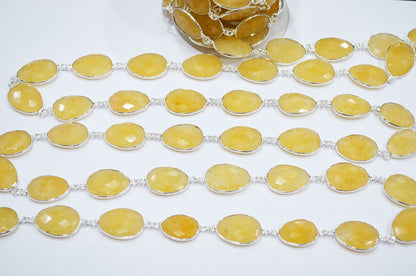 Yellow Aventurine Egg Shape Connector Chain , 15x20 - 17x24 mm , RB-7381