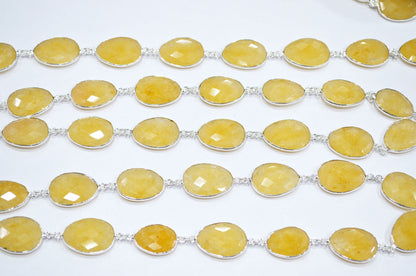 Yellow Aventurine Egg Shape Connector Chain , 15x20 - 17x24 mm , RB-7381
