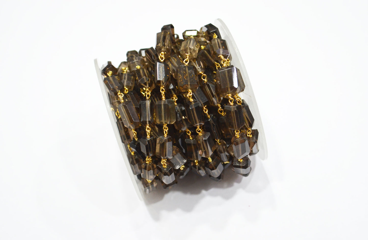 Smoky Laser Cut Nuggets Shape Rosary Beaded Chain , 8 - 12 mm , RB-7387