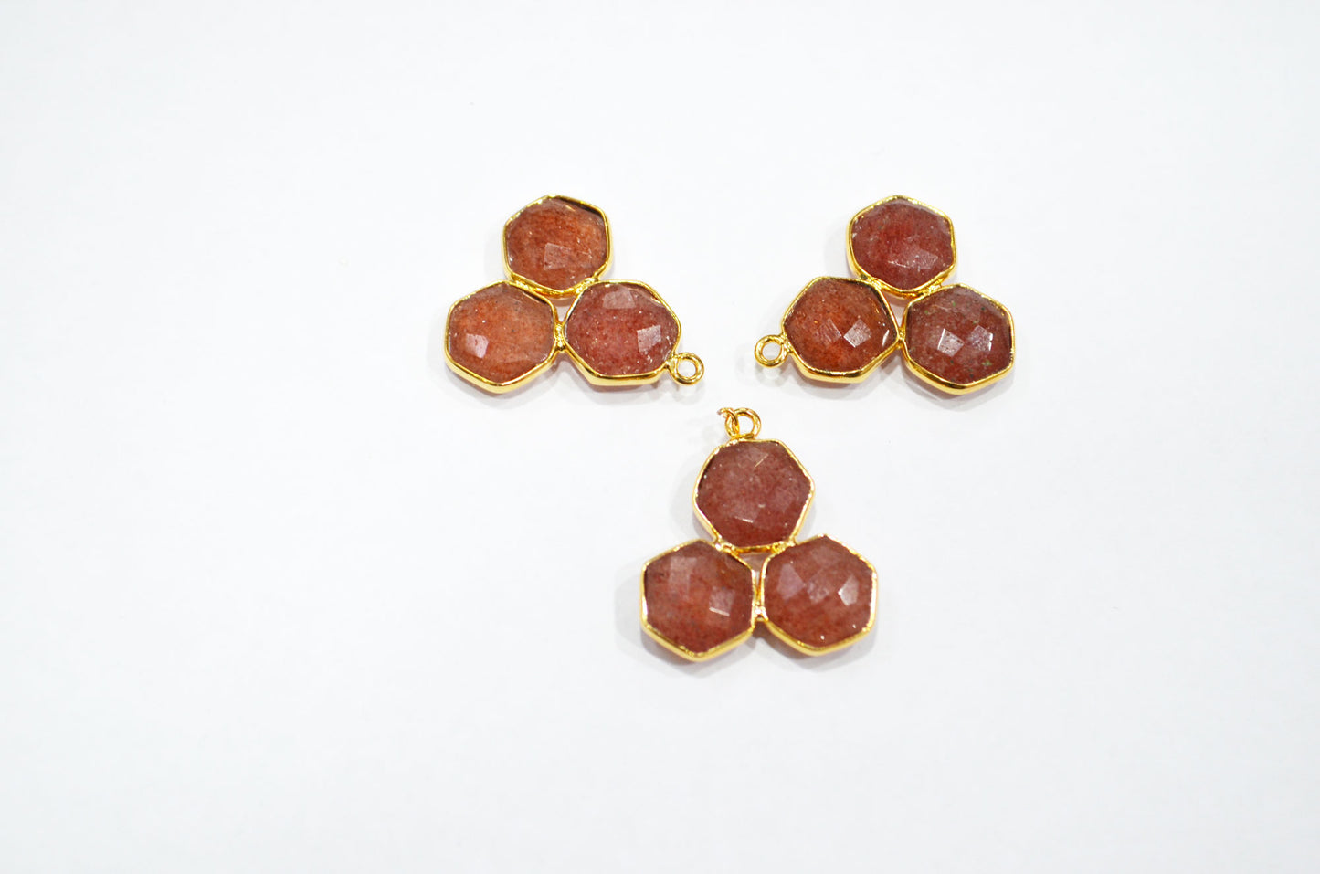 Red Strawberry Quartz Faceted Fancy Shape Connector , Sold By Piece , 22 mm , RB-7395