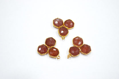 Red Strawberry Quartz Faceted Fancy Shape Connector , Sold By Piece , 22 mm , RB-7395