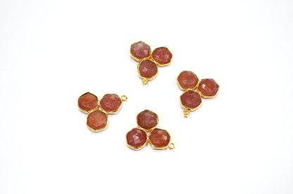 Red Strawberry Quartz Faceted Fancy Shape Connector , Sold By Piece , 22 mm , RB-7395