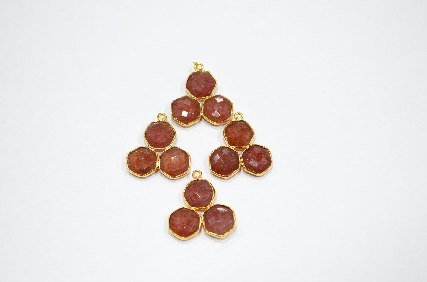 Red Strawberry Quartz Faceted Fancy Shape Connector , Sold By Piece , 22 mm , RB-7395