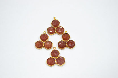 Red Strawberry Quartz Faceted Fancy Shape Connector , Sold By Piece , 22 mm , RB-7395