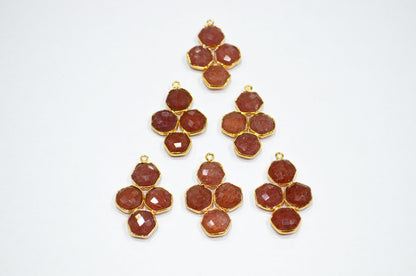 Red Strawberry Quartz Faceted Fancy Shape Connector , Sold By Piece , 31 mm , RB-7396