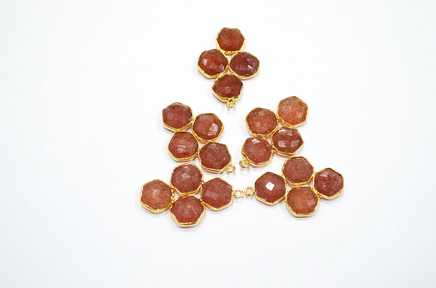 Red Strawberry Quartz Faceted Fancy Shape Connector , Sold By Piece , 31 mm , RB-7396