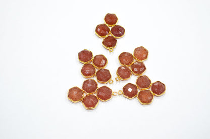 Red Strawberry Quartz Faceted Fancy Shape Connector , Sold By Piece , 31 mm , RB-7396