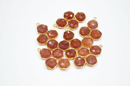 Red Strawberry Quartz Faceted Fancy Shape Connector , Sold By Piece , 31 mm , RB-7396