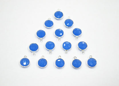 Blue Chalcedony Faceted Coin Shape Connector , Blue Chalcedony Coin Shape Single Bail Connector , Sold By Piece , 11 mm , RB-7397