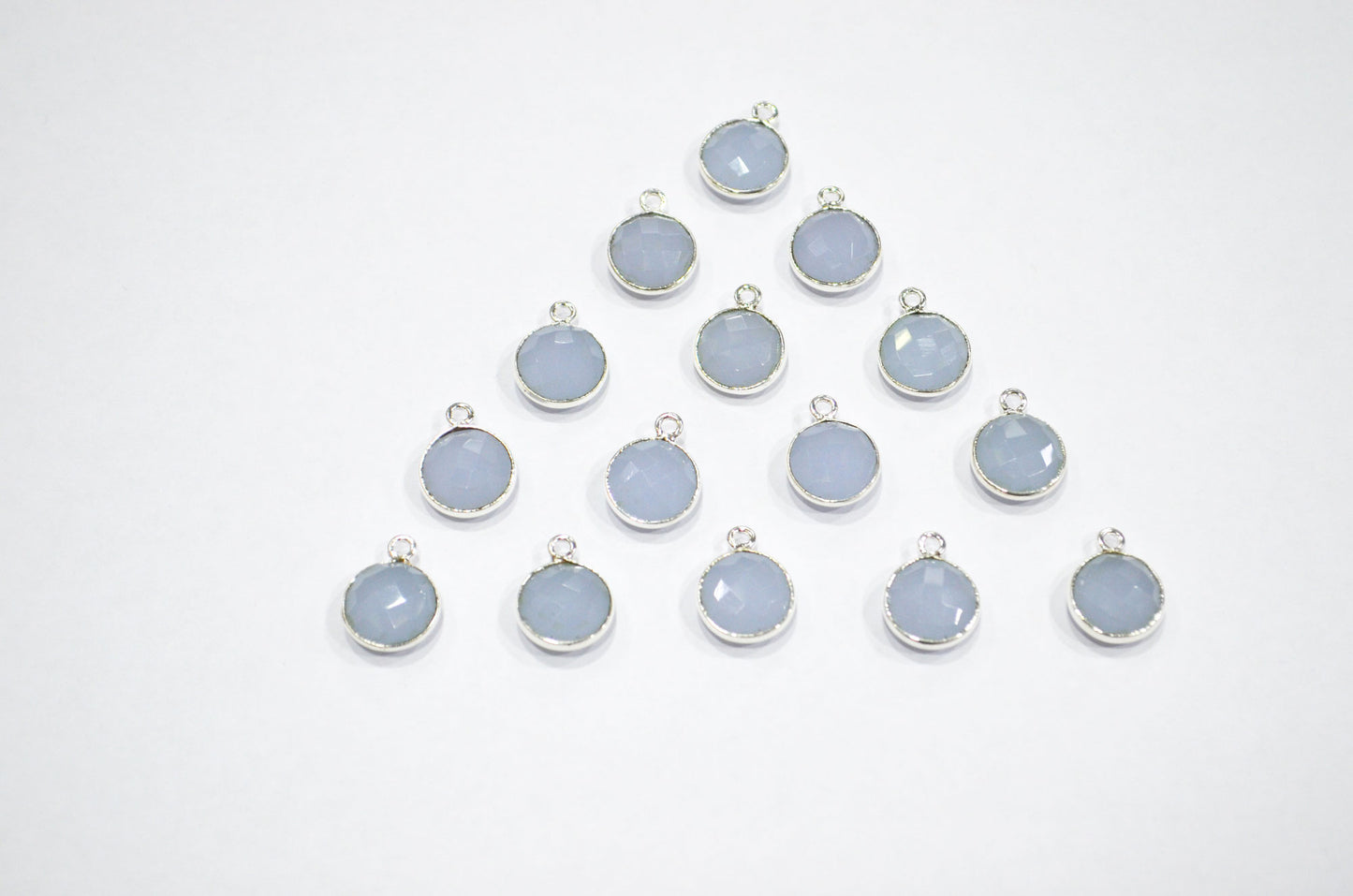 Corn Flower Blue Hydro Glass Faceted Coin Shape Connector , Corn Flower Blue Hydro Glass Single Bail Bezel Connector , Sold By Piece , 11 mm , RB-7398