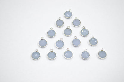 Corn Flower Blue Hydro Glass Faceted Coin Shape Connector , Corn Flower Blue Hydro Glass Single Bail Bezel Connector , Sold By Piece , 11 mm , RB-7398