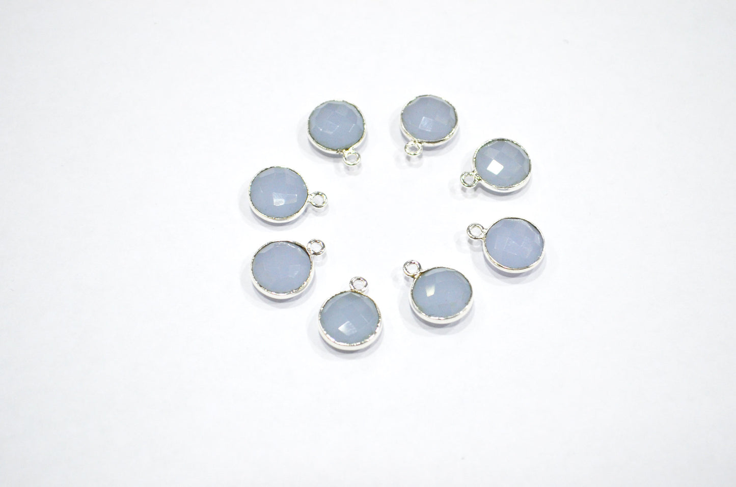 Corn Flower Blue Hydro Glass Faceted Coin Shape Connector , Corn Flower Blue Hydro Glass Single Bail Bezel Connector , Sold By Piece , 11 mm , RB-7398
