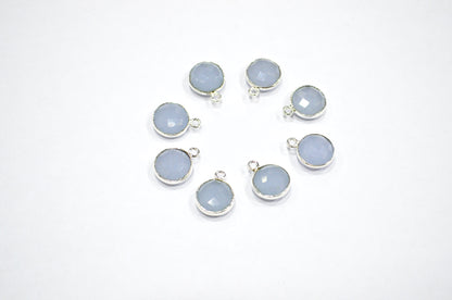 Corn Flower Blue Hydro Glass Faceted Coin Shape Connector , Corn Flower Blue Hydro Glass Single Bail Bezel Connector , Sold By Piece , 11 mm , RB-7398