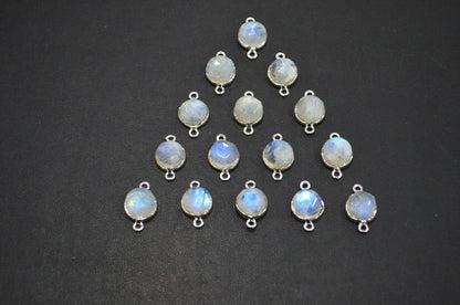 Rainbow Moonstone Cabochon Rose Cut Round Dom Shape Connector , Sold By Piece , 10 - 11 mm , RB-7399