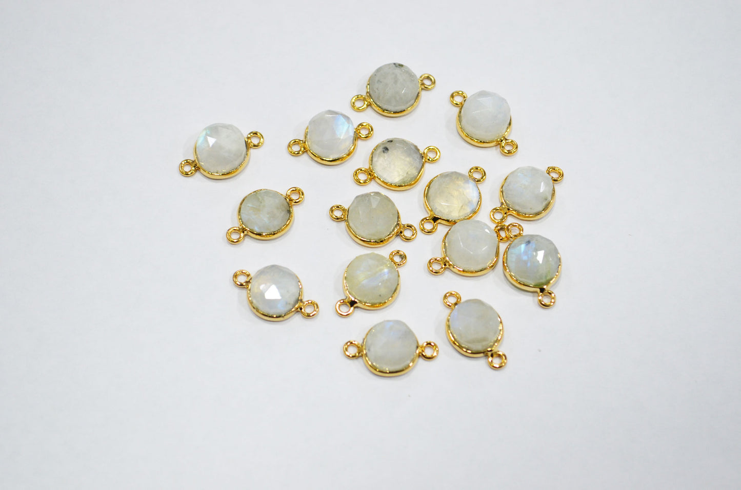 Rainbow Moonstone Cabochon Rose Cut Round Dom Shape Connector , Sold By Piece , 10 - 11 mm , RB-7399