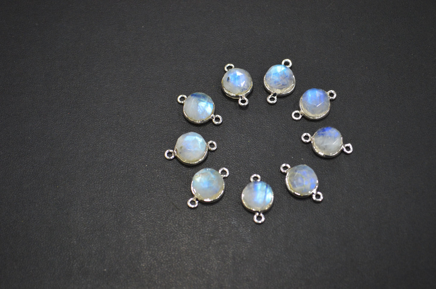 Rainbow Moonstone Cabochon Rose Cut Round Dom Shape Connector , Sold By Piece , 10 - 11 mm , RB-7399