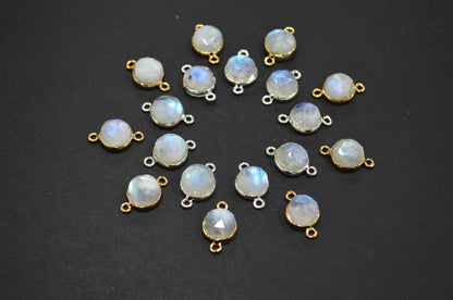 Rainbow Moonstone Cabochon Rose Cut Round Dom Shape Connector , Sold By Piece , 10 - 11 mm , RB-7399