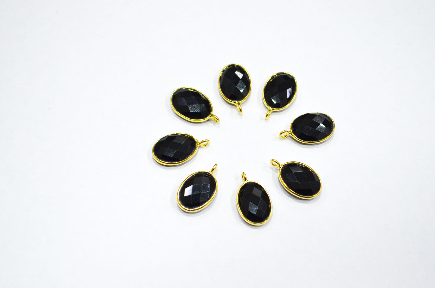 Black Onyx Faceted Oval Shape Connector , Sold By Piece , 11x15 mm , RB-7400